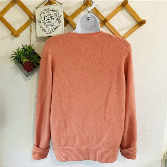 ⭐️🌟Madewell Front Wrap Pullover Sweater Womens Sz M Merino Wool Blend Pink - Picture 7 of 11